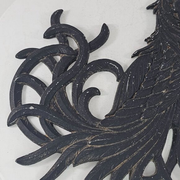 Vintage Black Cast Metal Rooster Wall Decor Rustic Farmhouse Style 8.4" X 7" - Picture 8 of 8